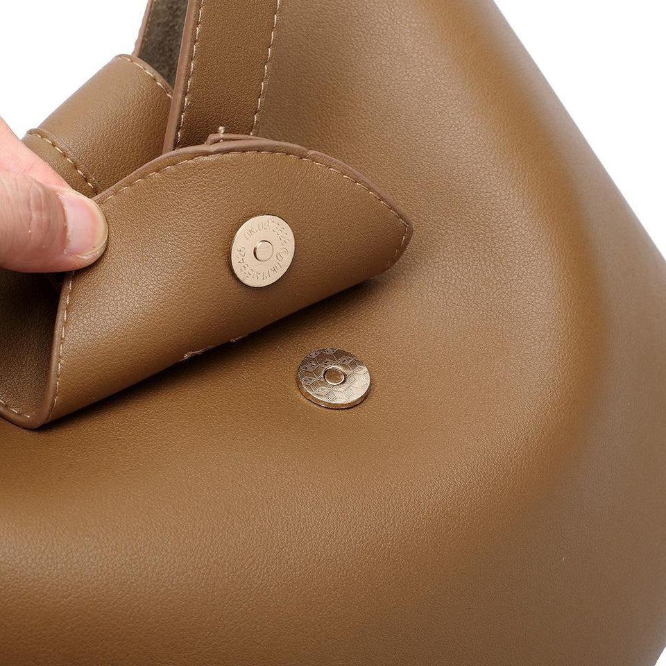 Belted flapover faux leather 2-in-1 bag in Tan