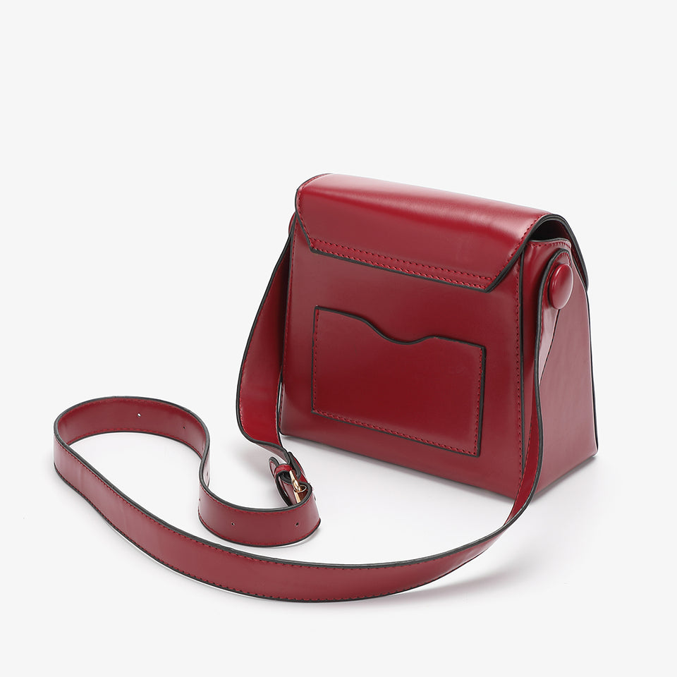 Retro streamlined PU leather crossbody bag in burgundy