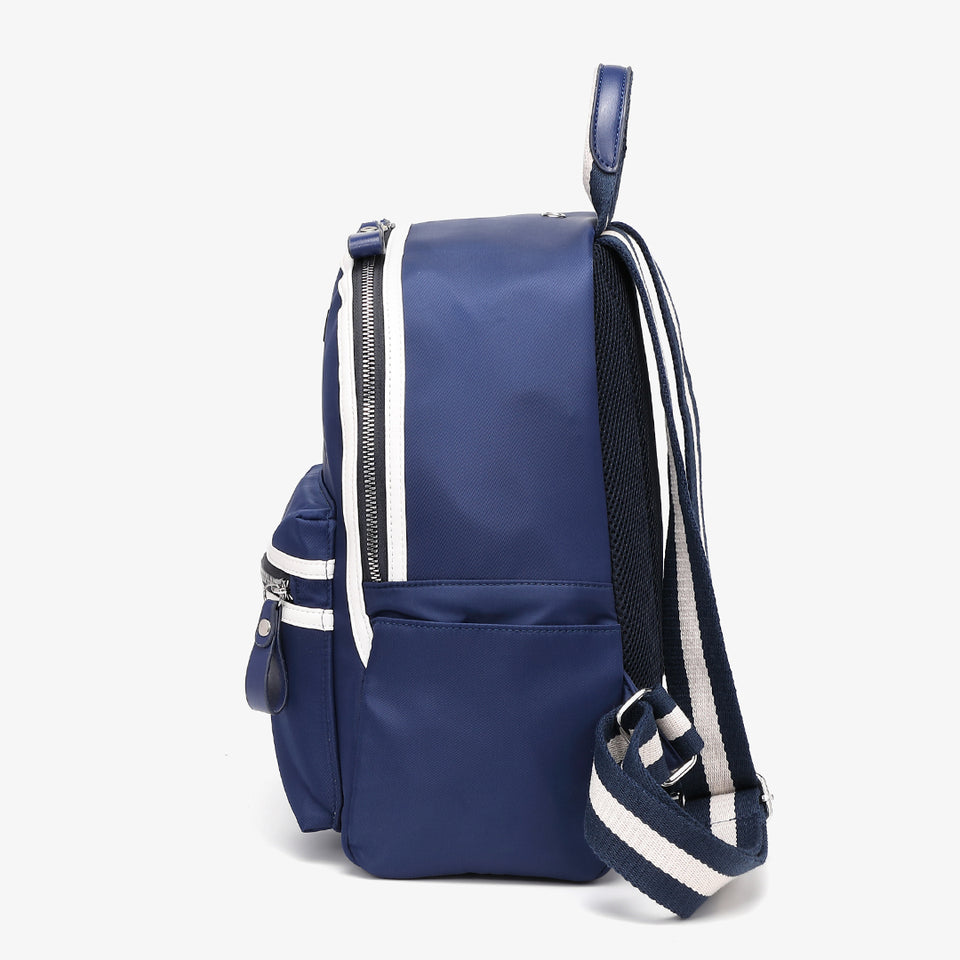 Striped nylon backpack in blue