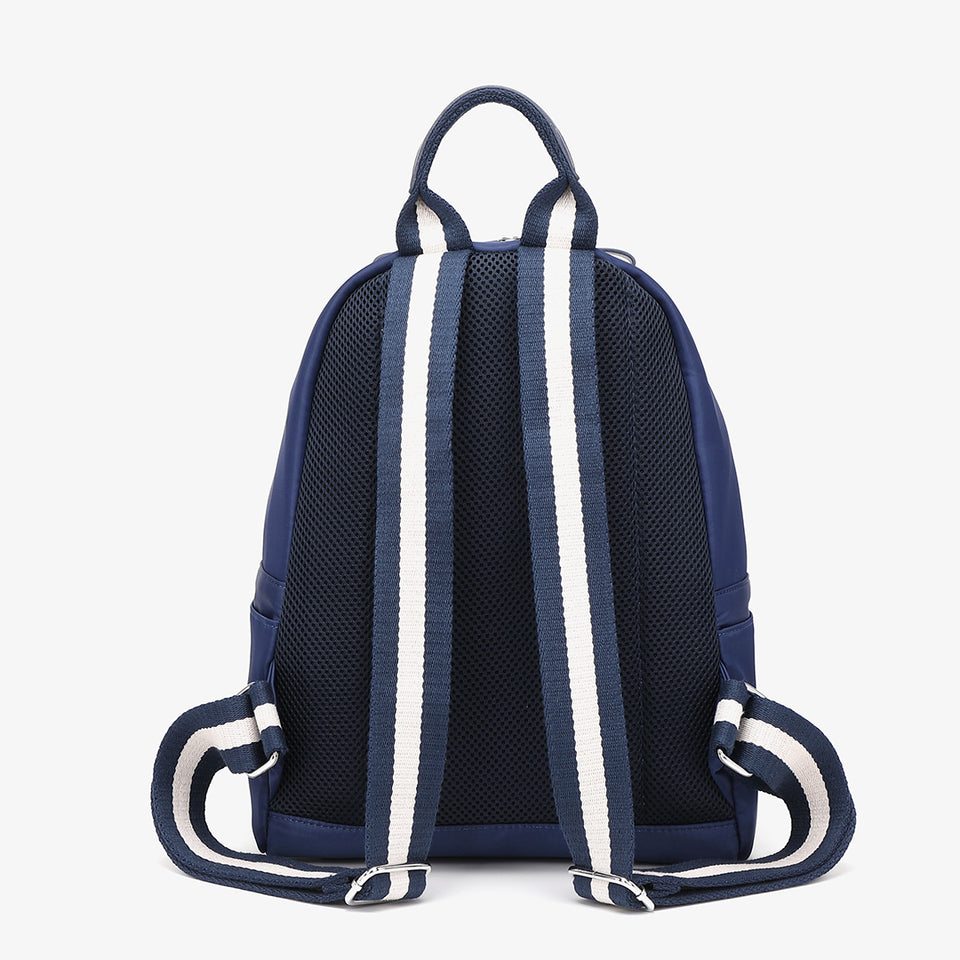 Striped nylon backpack in blue