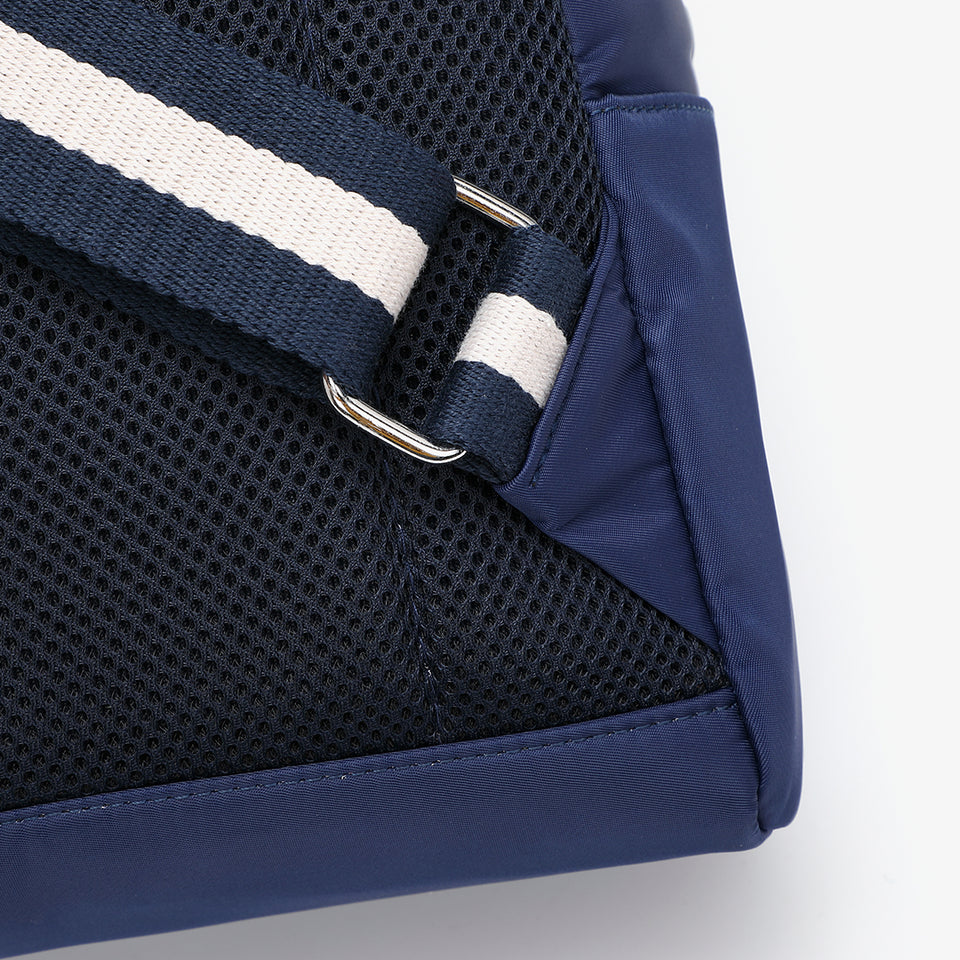 Striped nylon backpack in black