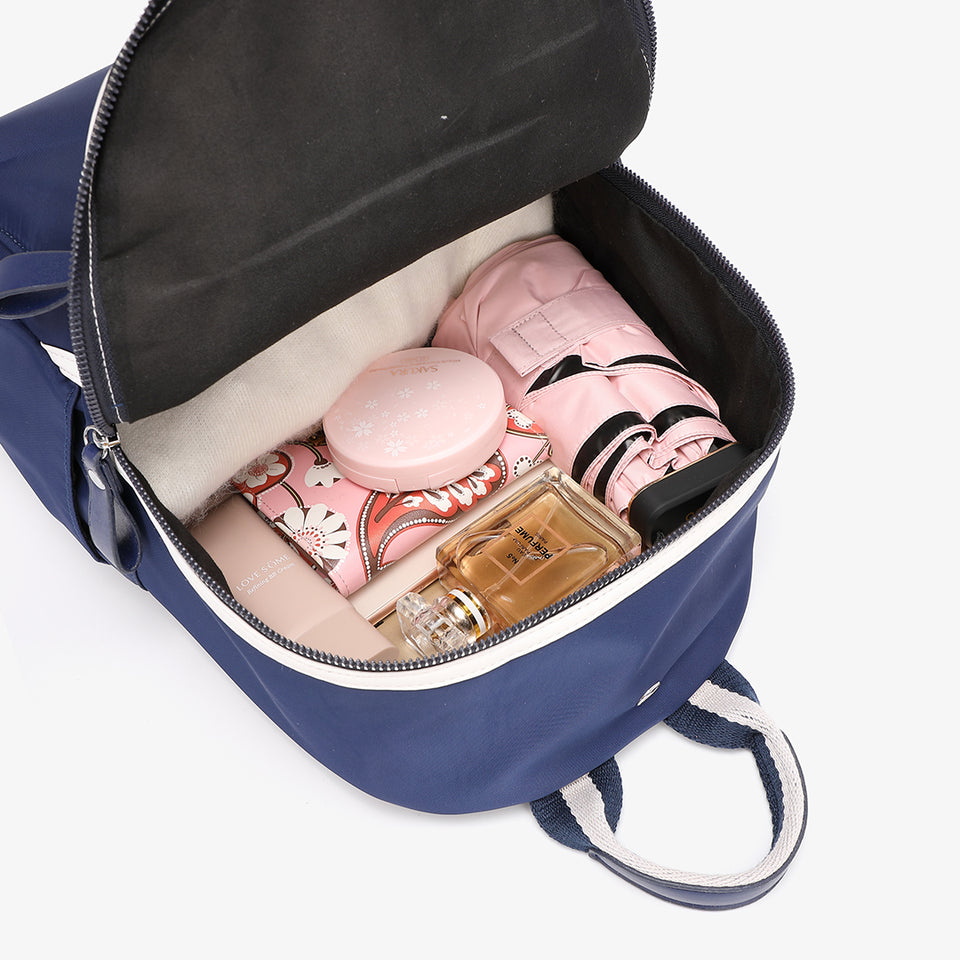 Striped nylon backpack in black