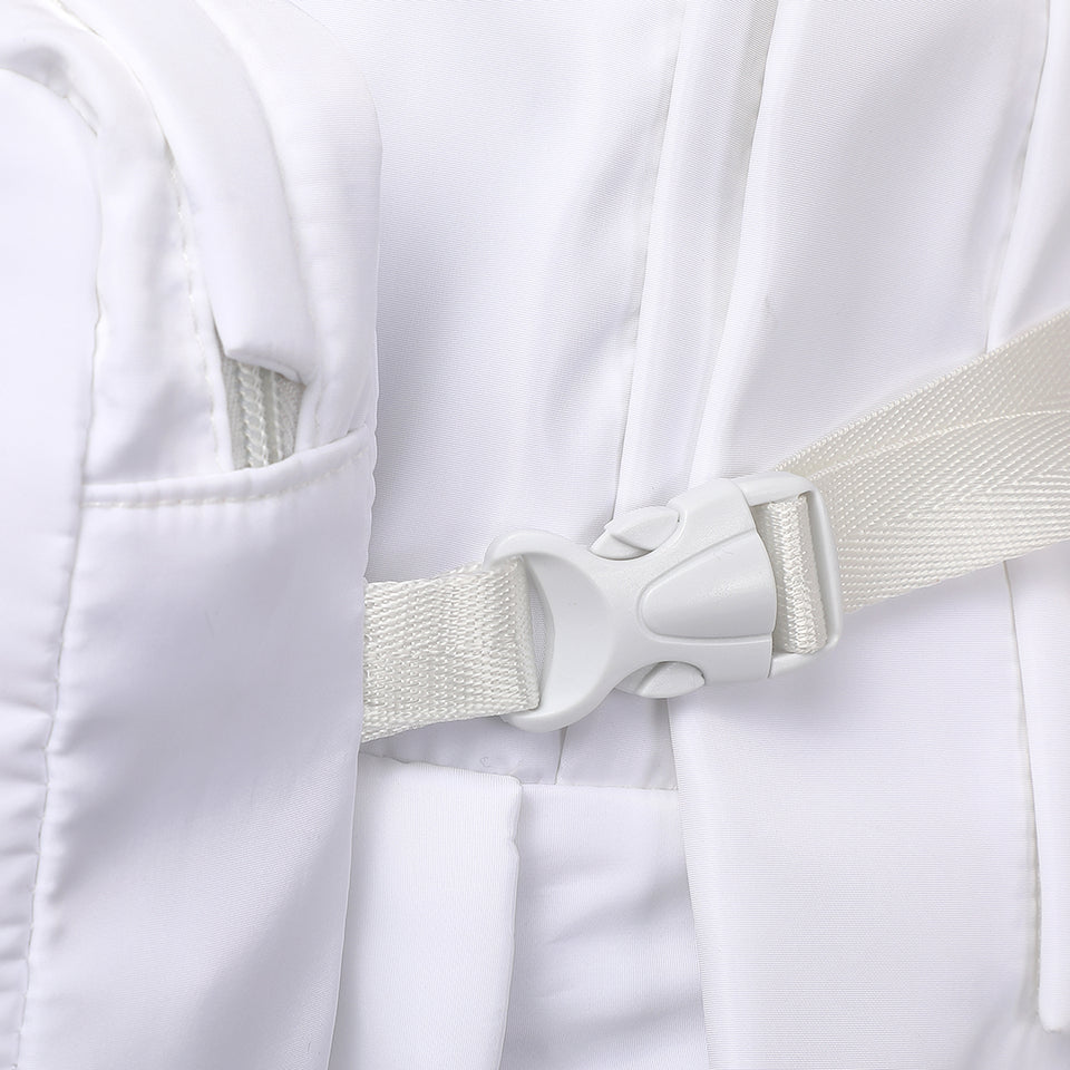 Buckle clip strapped nylon backpack in white