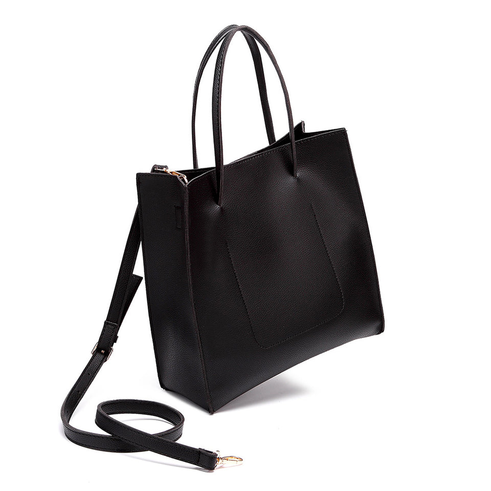 2-in-1 faux leather shopper bag in Brown