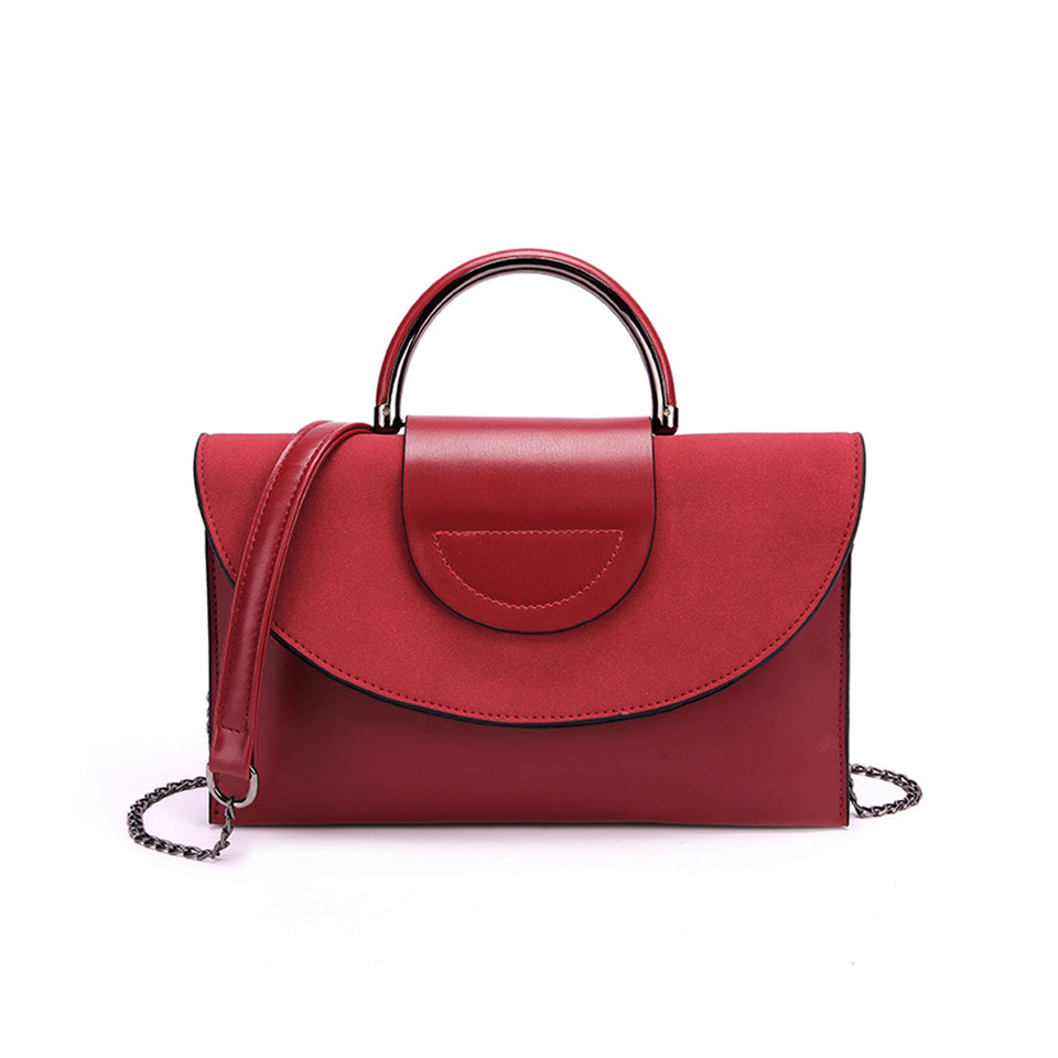 Layered flap faux leather crossbody clutch in Red