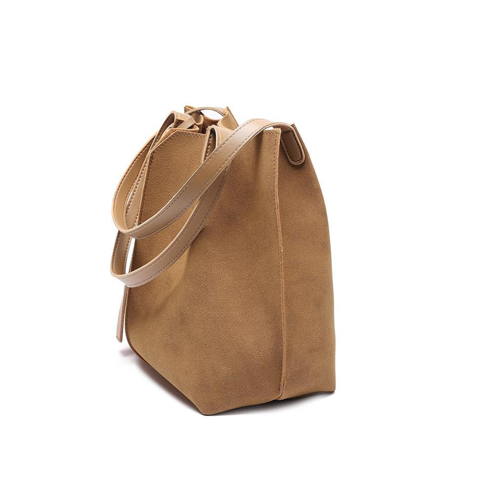 Centre stitch faux suede 2-in-1 bag in Brown