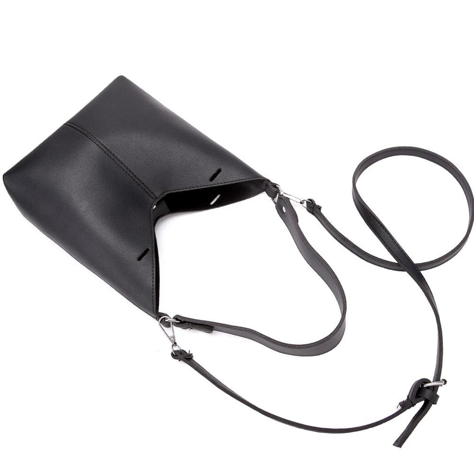 Cut-out sculptural faux leather 2-in-1 bag in Black