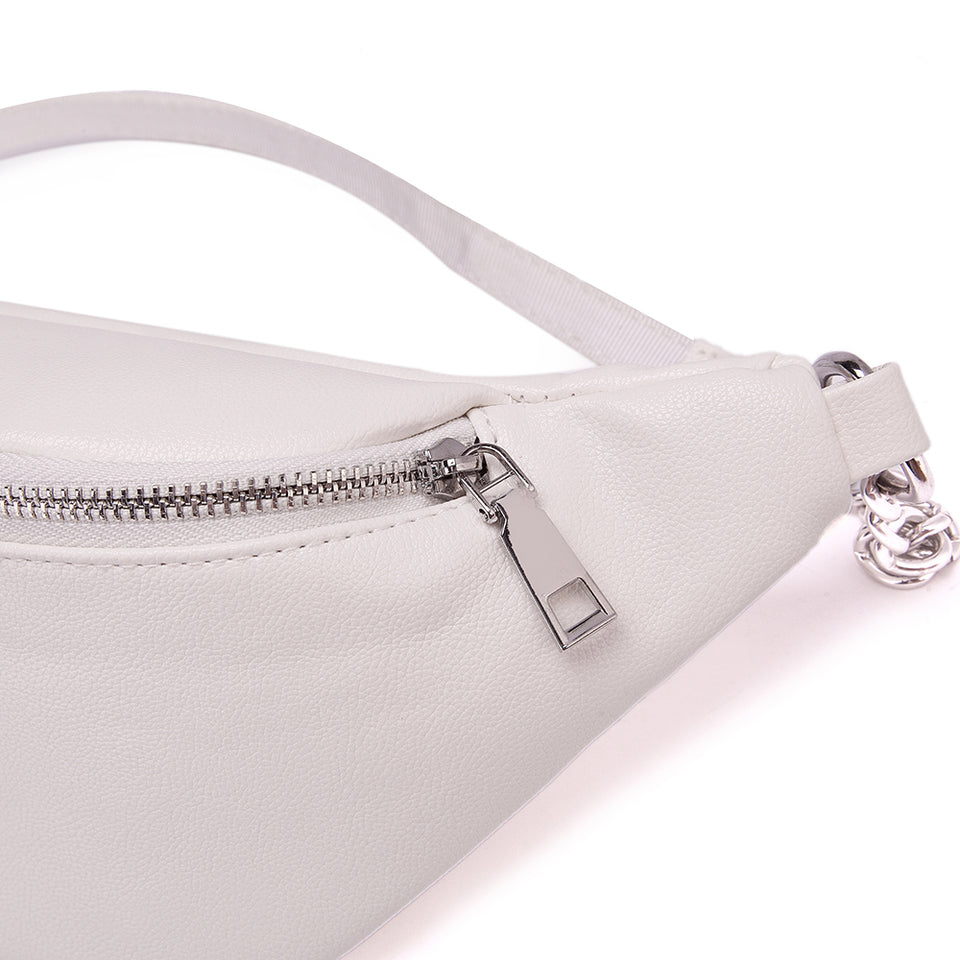 Faux leather belt bag in White