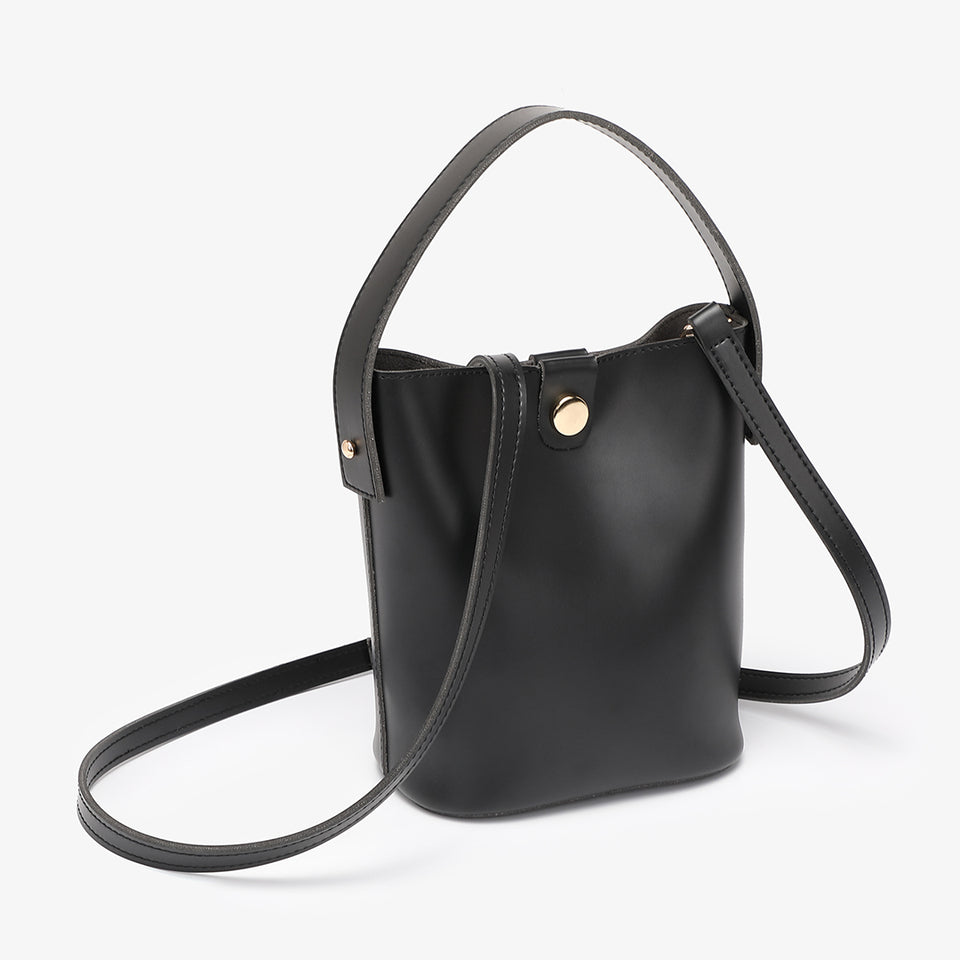 Studded PU leather 2-in-1 bucket bag in black