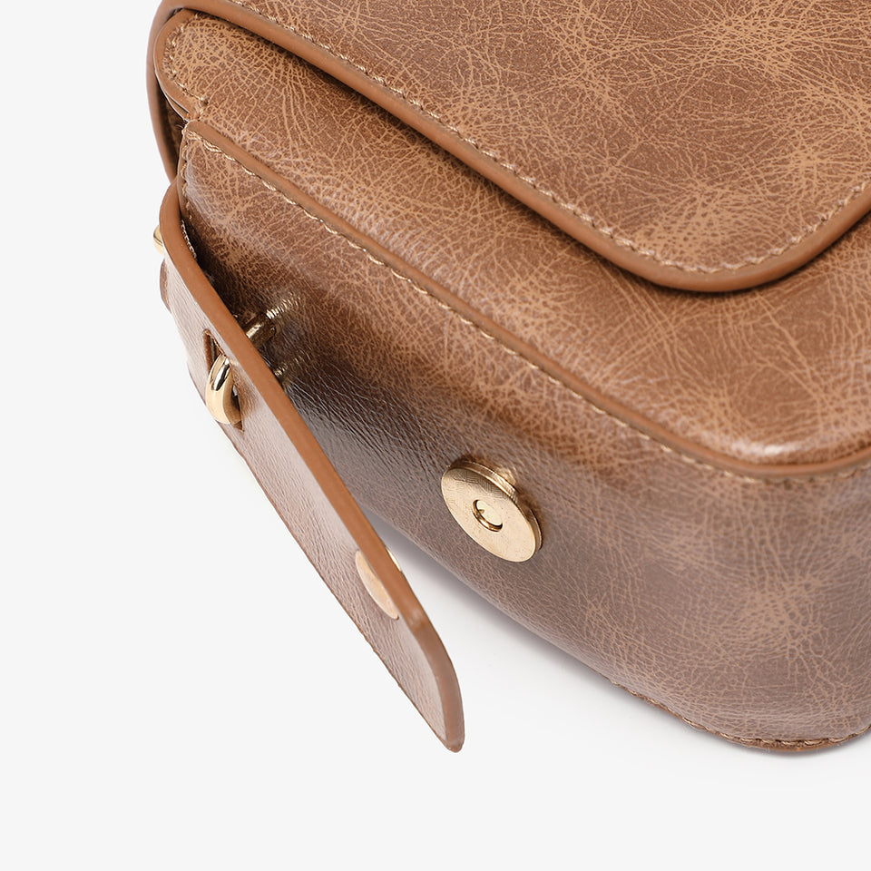 Loop turn lock boxy crossbody bag in brown